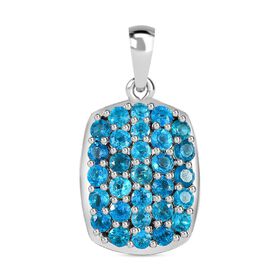 Neon Apatit Anhänger 925 Silber platiniert ca. 1.42 ct