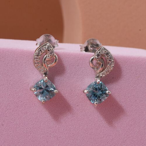 D'Joy AA Blauer Zirkon, Weißer Zirkon Ohrringe 925 Silber rhodiniert ca. 1,84 ct. image number 1