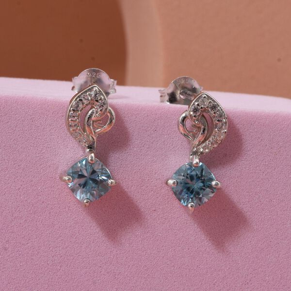 D'Joy AA blaue und wei&szlig;e Zirkon Ohrringe - 1,84 ct. image number 1