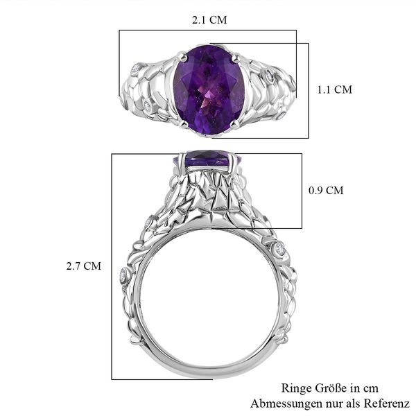 Afrikanischer Amethyst, Wei&szlig;er Zirkon Ring Messing (Gr&ouml;&szlig;e 19.00) ca. 2,84 ct image number 6