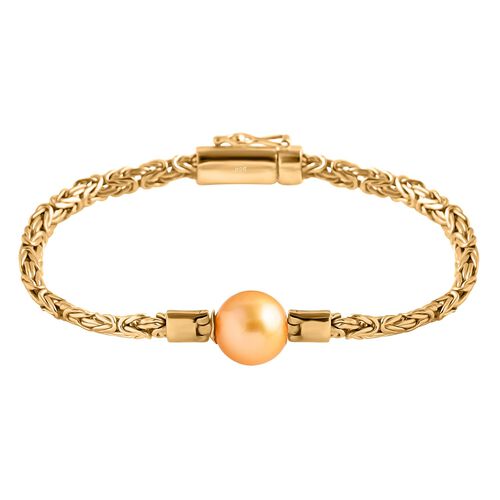 AAA Goldene Südsee Perle, Lab Grown Diamant Armband ca. 18 cm 925 Silber 916 Gelbgold Vermeil image number 0
