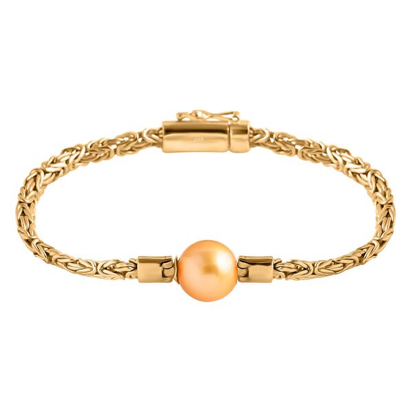 Royal Bali Kollektion- AAA goldene S&uuml;dseeperle und Labor Diamant Armband