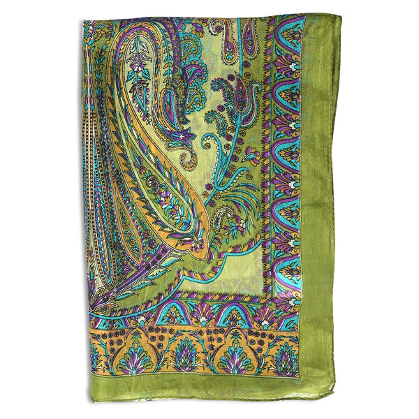 LA MAREY Seidenschal 100% Seide 48 x 160 cm Gr&uuml;n image number 4