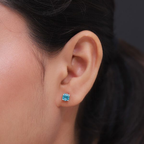 Paraiba Apatit Ohrstecker 925 Silber platiniert ca. 1,17 ct image number 3