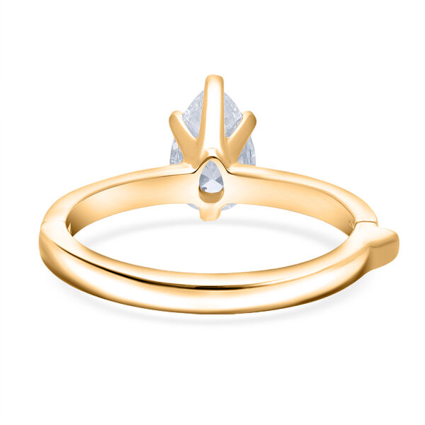 LUXURIANT SGL zertifizierter SI-GH Labor Tropfen-Diamant Ring, 925 Silber 750 Gelbgold Vermeil - 1 ct. image number 5