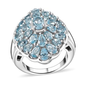 Himmelblauer Topas Ring, 925 Silber rhodiniert (Gr&ouml;&szlig;e 17.00) ca. 5.47 ct