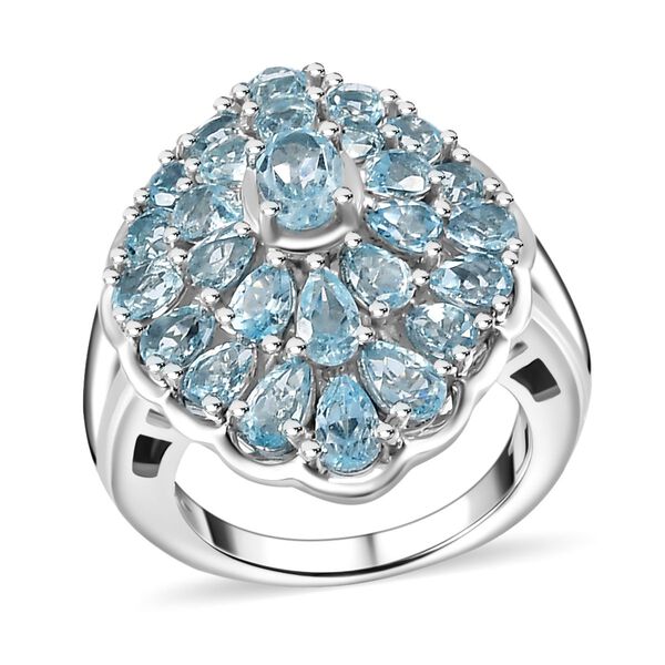 Himmelblauer Topas Ring, 925 Silber rhodiniert (Größe 17.00) ca. 5.47 ct image number 4