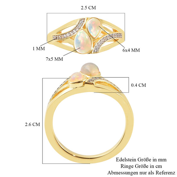 Natürlicher Äthiopischer Opal und Zirkon Ring 925 Silber Gelbgold Vergoldet image number 6