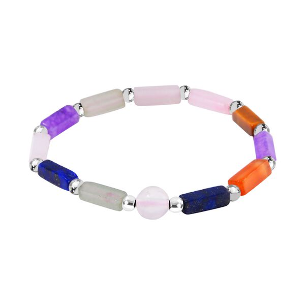 3er-Set- Multi-Edelstein und wei&szlig;e Kristall Quarz-Armb&auml;nder - 231 ct. image number 3