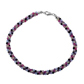 Mehrfarbiges Edelsteine Armband, ca. 19 cm 925 Silber ca. 14.25 ct