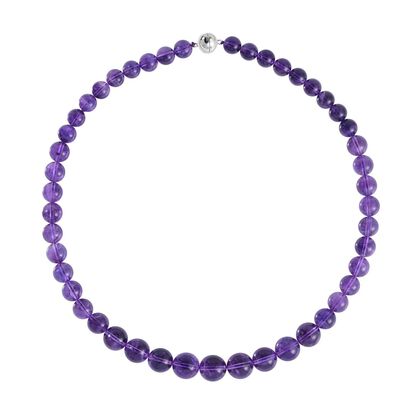 AAA Afrikanischer Amethyst Halskette, (9-13mm), ca. 50 cm 925 Silber rhodiniert ca. 365.00 ct