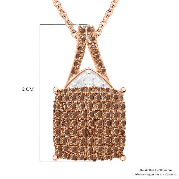 Champagner und wei&szlig;er Diamant Anh&auml;nger mit 45cm Kette - 0,50 ct. image number 6