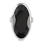 Schwarzer Spinell Ring, 925 Silber platiniert (Größe 18.00) ca. 35.00 ct