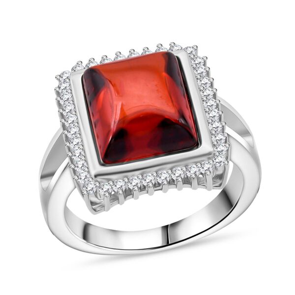 Lustro Stella Roter Zirkonia, Weißer Zirkonia Ring 925 Silber rhodiniert (Größe 17.00) image number 3