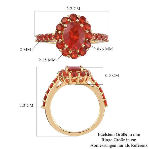 Mexikanischer Kirschfeuer-Opal Ring 925 Silber Vermeil image number 6