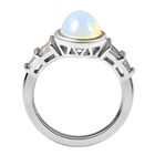 Natürlicher Äthiopischer Opal und Zirkon Seitenstein Ring 925 Silber Rhodium-Überzug image number 5