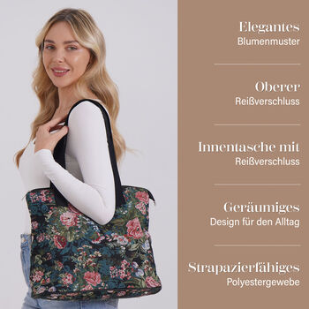 Blumen-Tragetasche aus weichem Polyester mit Rei&szlig;verschluss,  38x13x33 cm