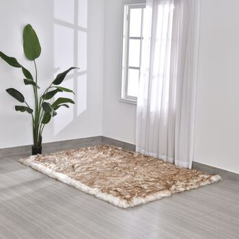 Kunstfell Teppich, Weiss meliert