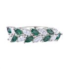 AA Kagem Sambischer Smaragd, Moissanit Ring 925 Silber rhodiniert (Größe 18.00) ca. 1,99 ct