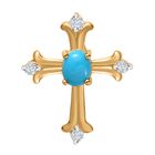 AA Sleeping Beauty Türkis, Moissanit Anhänger 925 Silber Gelbgold Vermeil ca. 0,46 ct.