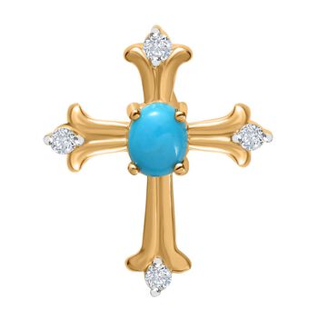 AA Sleeping Beauty T&uuml;rkis, Moissanit Anh&auml;nger 925 Silber Gelbgold Vermeil ca. 0,46 ct.