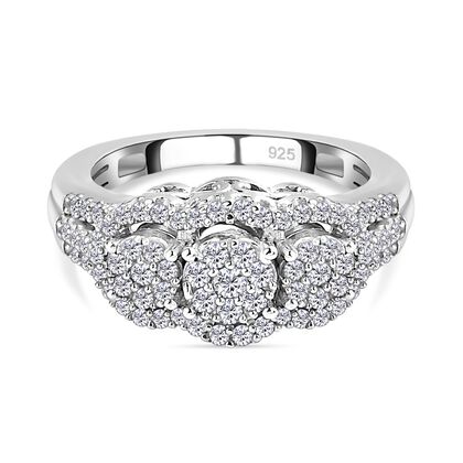Wei&szlig;er Diamant Ring, 925 Silber platiniert (Gr&ouml;&szlig;e 20.00) ca. 0.50 ct