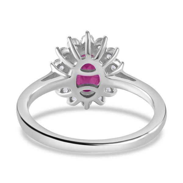 Afrikanischer Rubin (Fissure gefüllt), Weißer Zirkon Ring, 925 Silber rhodiniert (Größe 20.00) ca. 2.19 ct image number 3