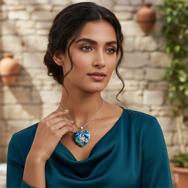 Royal Bali Kollektion- Abalone Muschel Anh&auml;nger und Ohrringe in 925 Silber image number 8