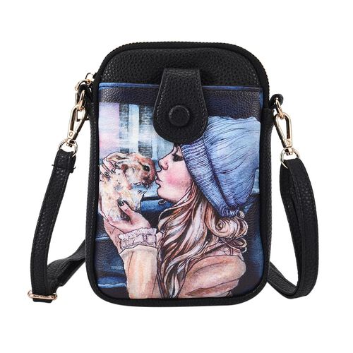 Crossbody-Tasche aus Kunstleder, Frau- und Strand-Muster image number 0