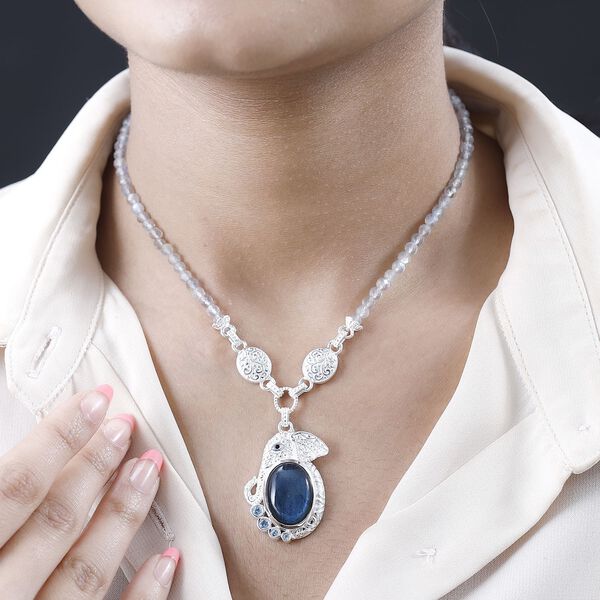 AAA Labradorit, blaue Topas und schwarze Spinell 45cm Halskette - 60,22 ct. image number 4