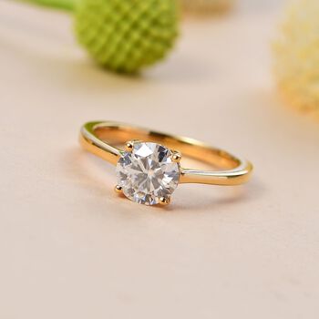 Moissanit Ring, 925 Silber vergoldet - 1,18 ct.