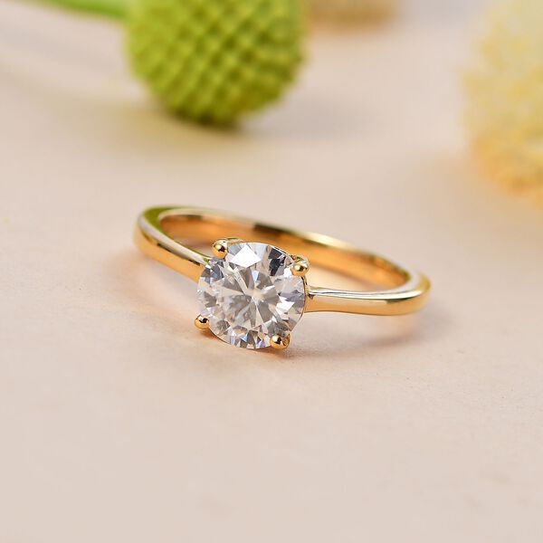 Moissanit Ring, 925 Silber vergoldet - 1,18 ct. image number 2