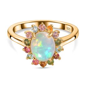 AA Natürlicher, äthiopischer Welo Opal und Multi-Turmalin-Ring - 1,77 ct.