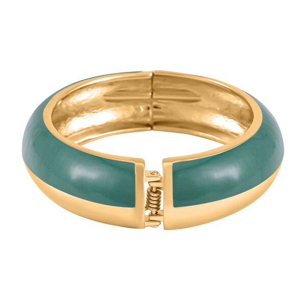 Emaillierter Armreif, Elegantes Design, 19 cm, ca. 64g, grün image number 5