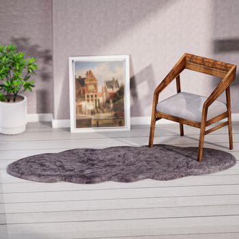 Kunstfell Teppich, hellgrau