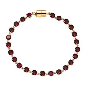 D'Joy AA Natürlicher Rhodolith Granat Armband ca. 20 cm 925 Silber 750 Gelbgold Vermeil ca. 14.16 ct