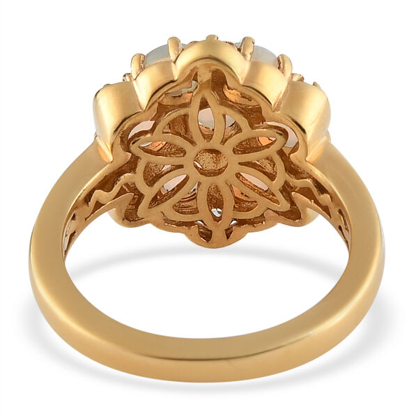 Nat&uuml;rlicher &Auml;thiopischer Opal und Zirkon Ring 925 Silber vergoldet  ca. 1,80 ct image number 6