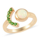 Natürlicher Äthiopischer Opal und Natürlicher Chromdiopsid Ring 925 Silber vergoldet image number 3