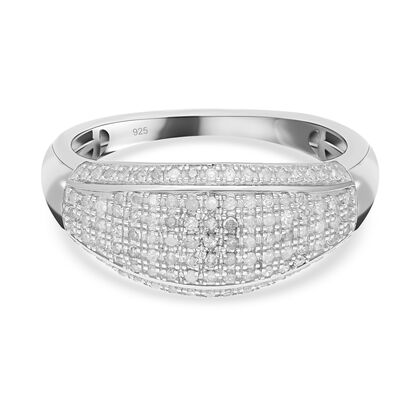 Wei&szlig;er Diamant Ring, 925 Silber platiniert (Gr&ouml;&szlig;e 18.00) ca. 0.50 ct