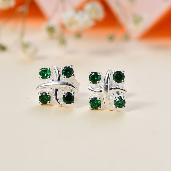 Designer Inspiriert XOXO Grüner Zirkonia Ohrringe 925 Silber image number 2
