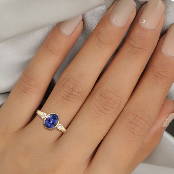 AAA Tansanit und Diamant-Ring, 585 Gelbgold  ca. 2,10 ct image number 3