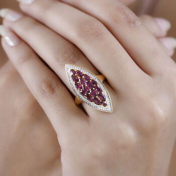 Rhodolith Granat und Zirkon Cocktail Ring - 3,01 ct.