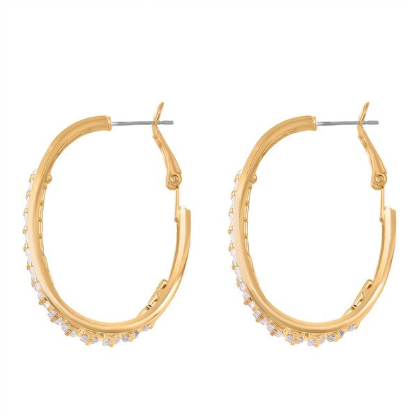 Wei&szlig;e Kristall Ohrringe, goldfarben image number 4