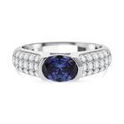 Lustro Stella Ceylon Saphir-farbener Zirkonia, Weißer Zirkonia Ring 925 Silber rhodiniert (Größe 17.00)