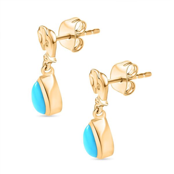 AA Sleeping Beauty T&uuml;rkis Ohrringe, 925 Silber vergoldet - 1,24 ct. image number 4