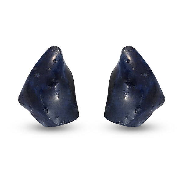 Handgearbeitete Masoala Saphir Fancy-Schliff-Ohrstecker, (Fissure gef&uuml;llt), 925 Silber platiniert ca. 7,60 ct