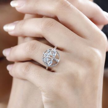 Himmelblauer Topas Ring 925 Silber platiniert (Gr&ouml;&szlig;e 18.00) ca. 1,00 ct