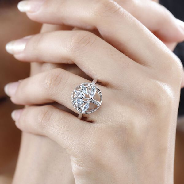 Himmelblauer Topas Ring 925 Silber platiniert (Gr&ouml;&szlig;e 18.00) ca. 1,00 ct image number 3