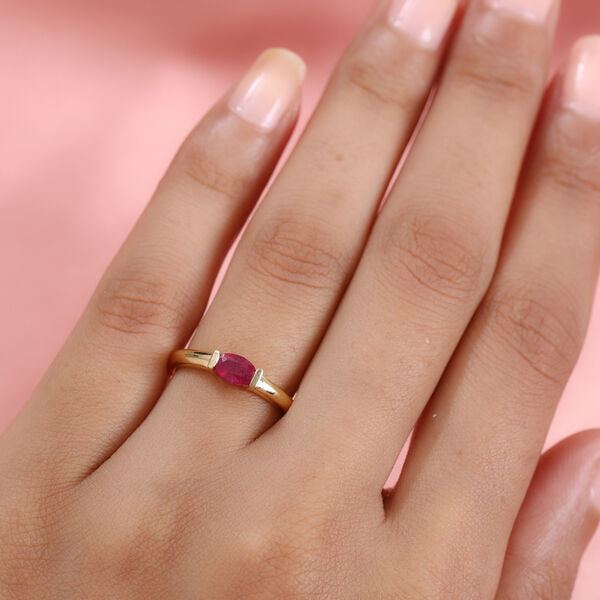 Afrikanischer Rubin Solit&auml;r Ring 925 Silber 585 Vergoldet image number 3