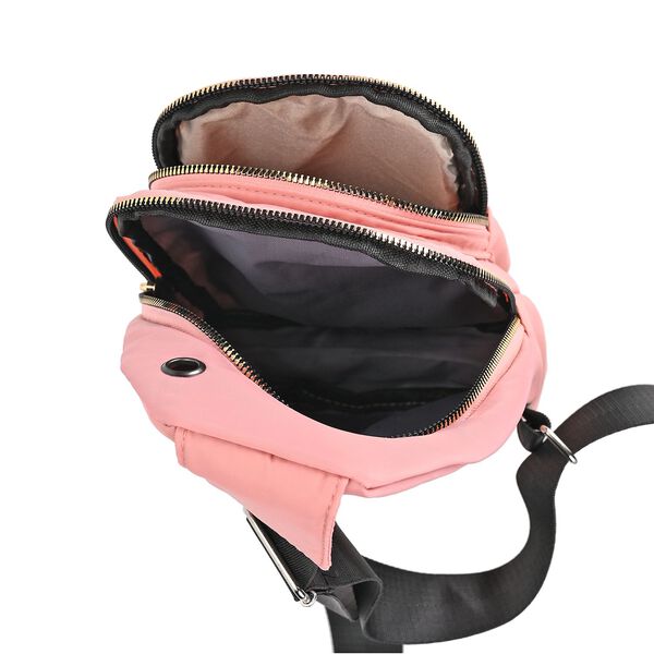 Stepp-Slingtasche mit RFID-Schutz und Kopfh&ouml;rer&ouml;ffnung, Gr&ouml;&szlig;e: 17x7,5x30cm, Lachsfarben image number 9